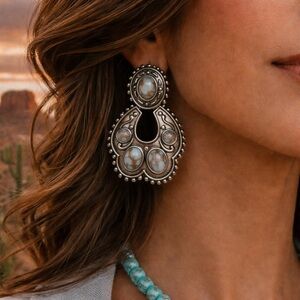 paparazzi Silver-Tone pale Blue  Accent Drop Earrings